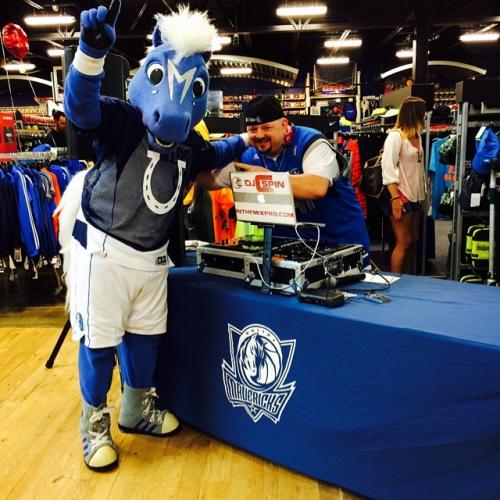 Dick's Sporting Goods with Mavs Mascot Champ